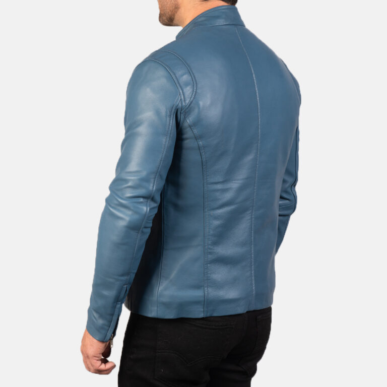 Mens Ionic Blue Leather Biker Jacket7986-8-1577532951409